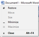 titlebar in ms word