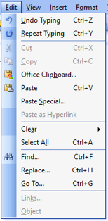 edit menu in ms word in hindi