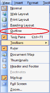 outline in ms word in hindi