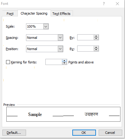 format ms word in hindi