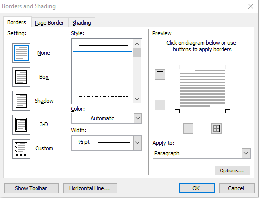 border and shading ms word in hindi