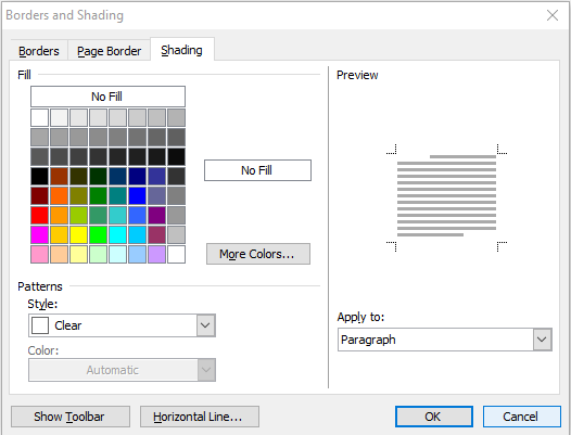 border and shading ms word in hindi