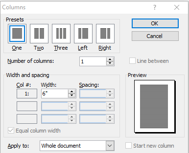 column in ms word in hindi