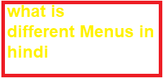 what is different Menus in hindi