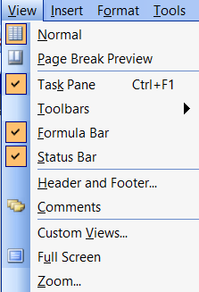 Excel Menu View in hindi