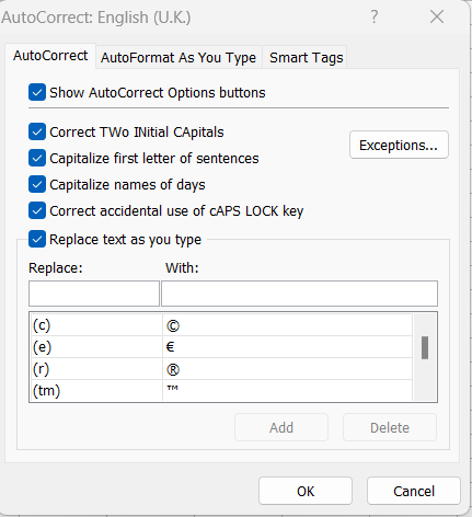 Excel AutoCorrect option in hindi