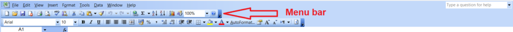 excel menu bar in hindi